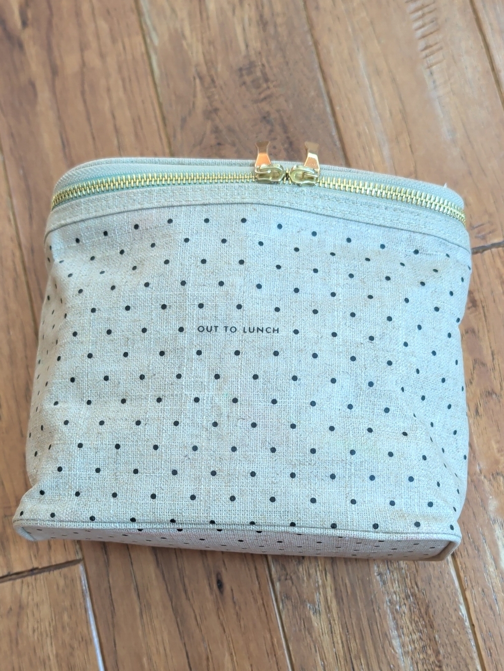 Kate Spade Pit To Lunch Canvas Polka Dot Lunch Bag Pouch - - Cream